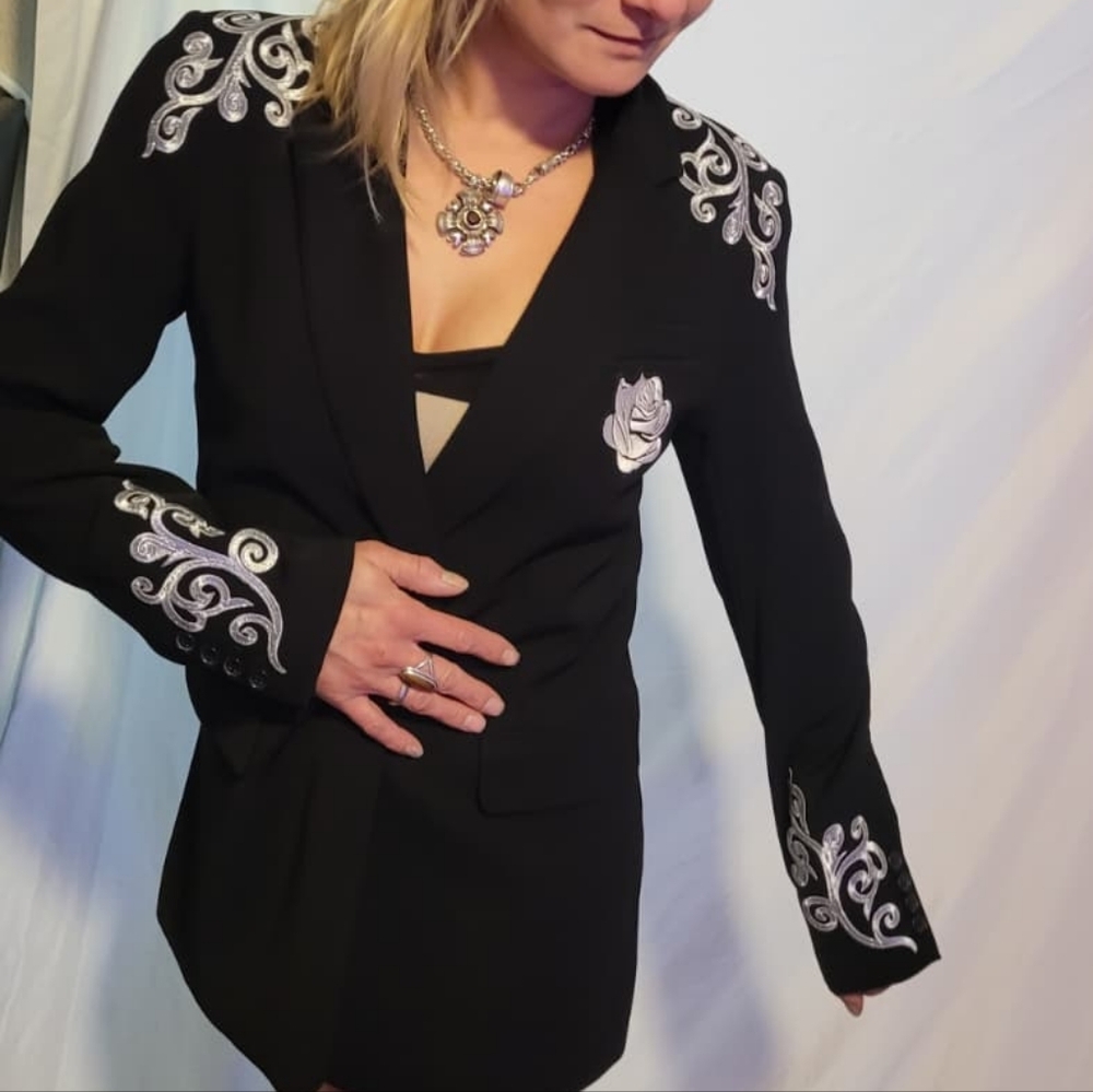 Vintage *RARE* Designer Blazer with Silver Applique *ONE OF A KIND* - Picture 12 of 12